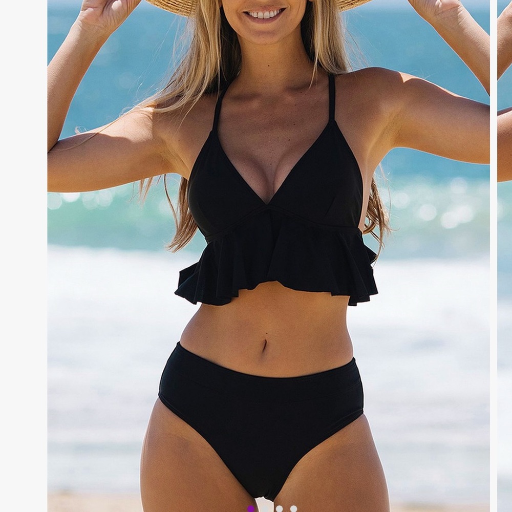 Black Two-Piece Ruffled Bikini NWOT